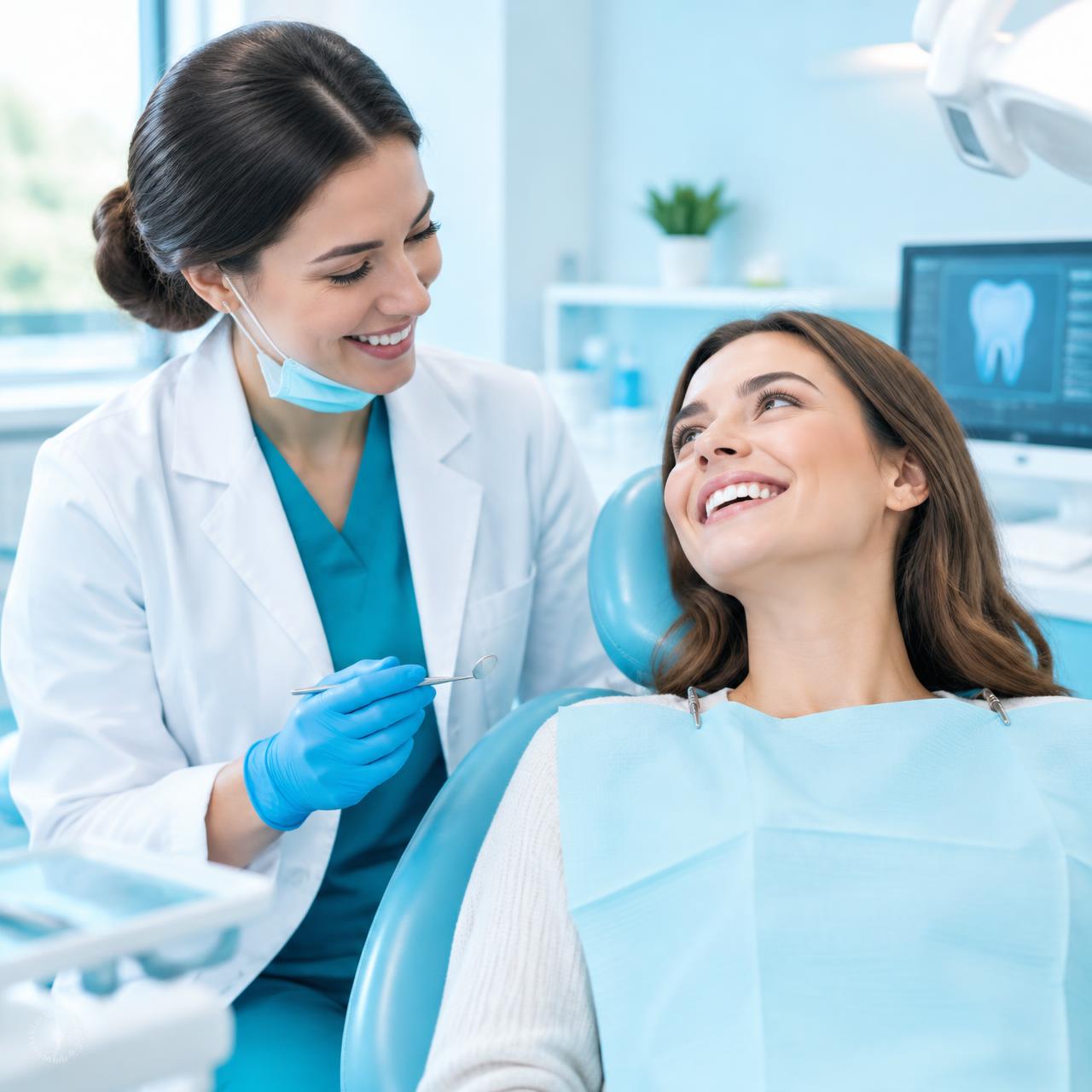 Paciente sorridente em consulta na clínica dentária Sorriplaneta, em Vizela